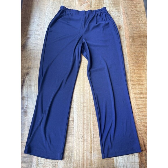 Chico's 1 Easywear Women's Navy Blue Straight Leg Pull On Stretchy Pants Medium - Picture 1 of 9